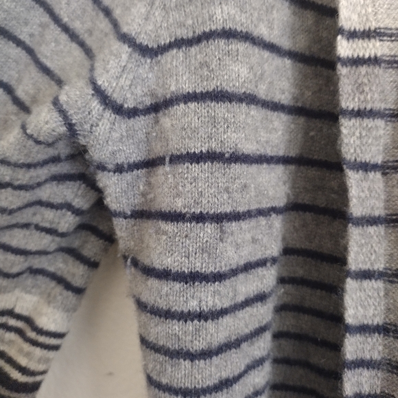 Laundry By Shelli Segal Grey Navy Striped Cashmere Cardigan With Hood Size XL - Picture 10 of 11